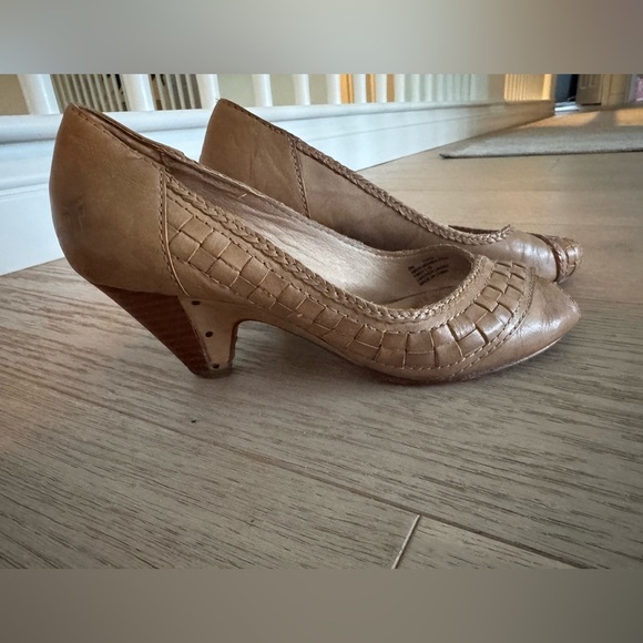 Frye Maya Woven Peep Toe Heeled Shoes Size 6 - Picture 2 of 10